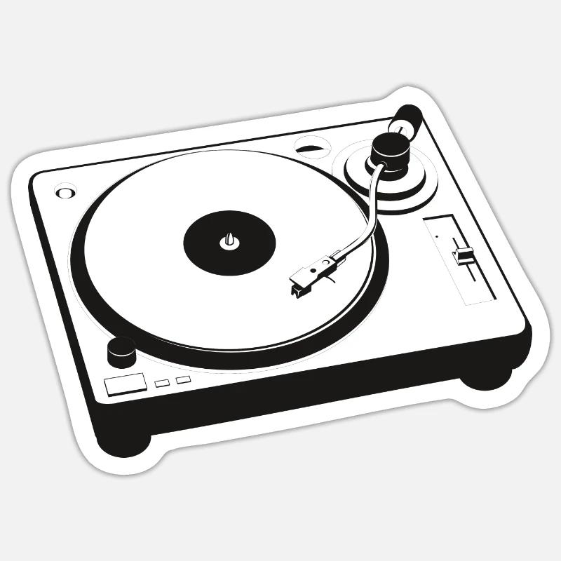 DJ Turntables Turntable Techno - Sticker size S (10 x 10 cm) - white matte
