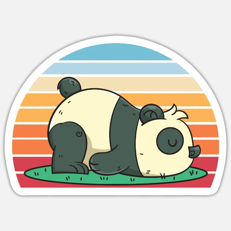 Panda dormant panda cadeau panda - Sticker taille S (10 x 10 cm) - blanc mat
