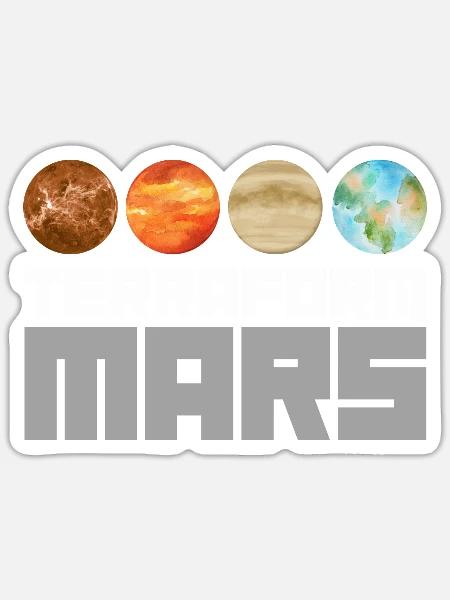 Occupy Mars Terraforming Retro Aeronautics Space - Sticker Größe S (10 x 10 cm) - Mattweiß