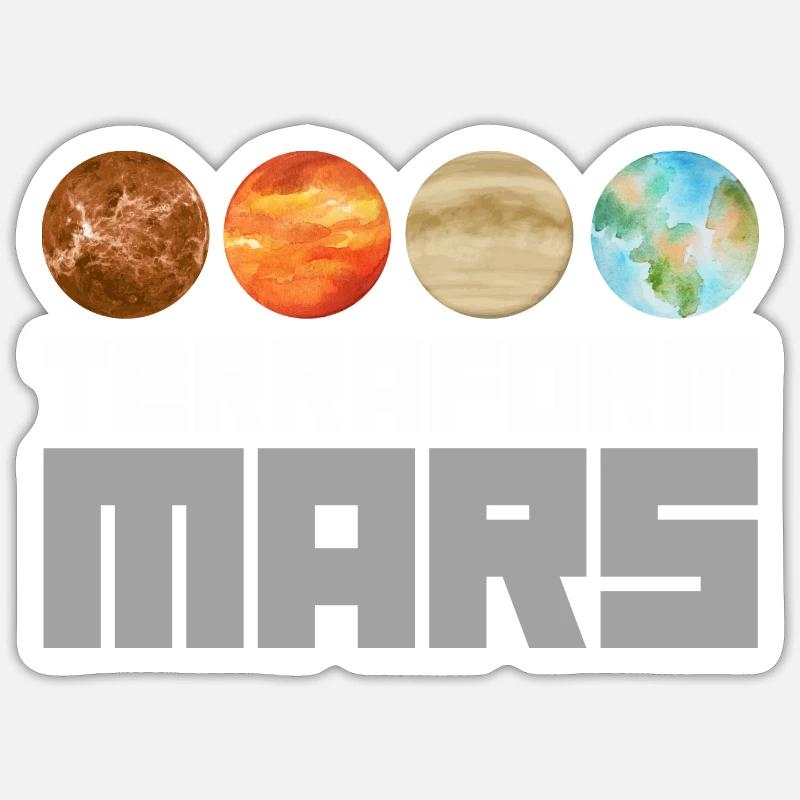 Occupy Mars Terraforming Retro Aeronautics Space - Sticker taille S (10 x 10 cm) - blanc mat