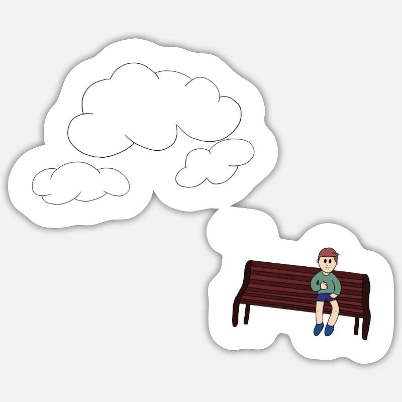 Musing sur un banc - Sticker taille S (10 x 10 cm) - blanc mat