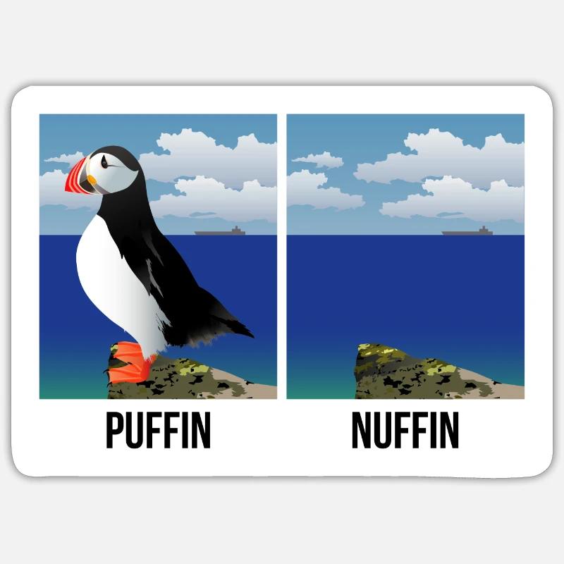 Nuffin de macareux - Sticker taille S (10 x 10 cm) - blanc mat
