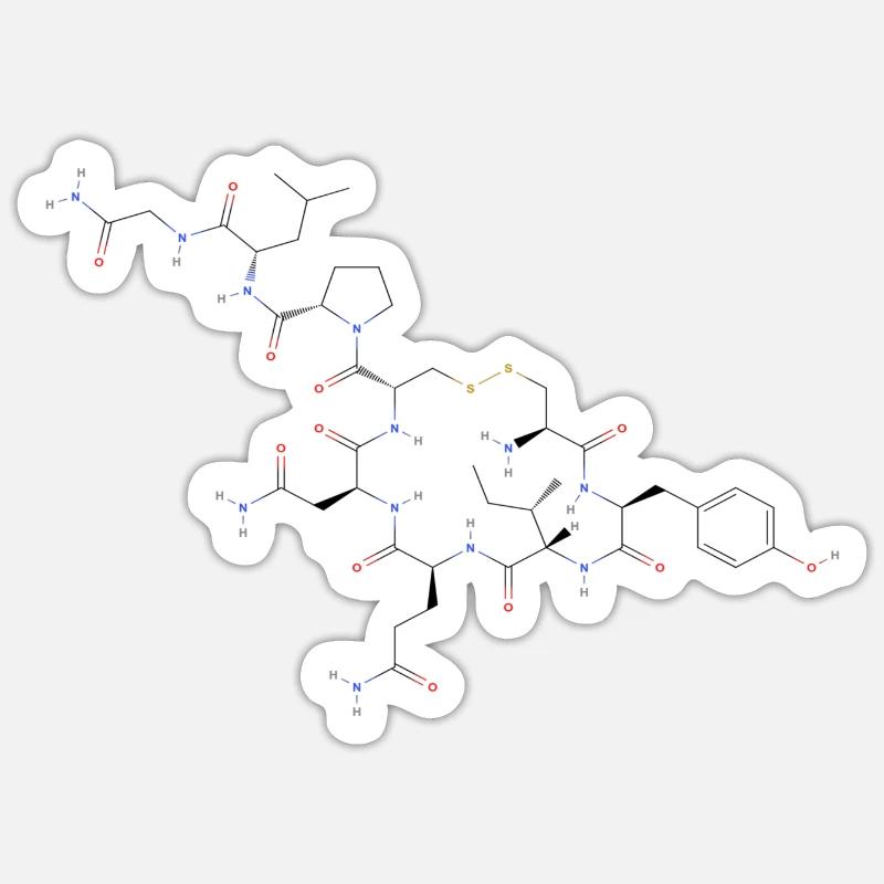 Molécule d’ocytocine - Formule structurale colorée Sticker taille S (10 x 10 cm)