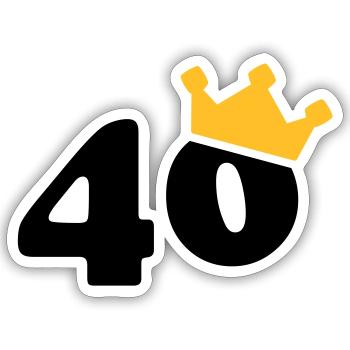 40 couronne 40 anniversaire 40 ans - Sticker taille S (10 x 10 cm) - blanc mat - Devant