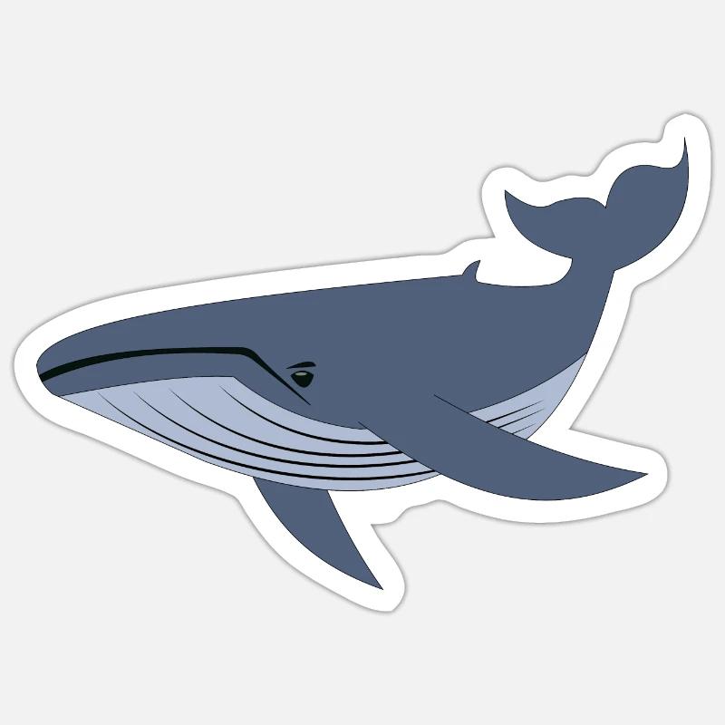 Blauwal, Wal - Sticker Größe S (10 x 10 cm) - Mattweiß
