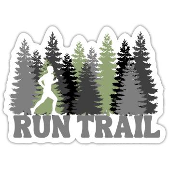Run Trail - Sticker size S (10 x 10 cm) - white matte - Front
