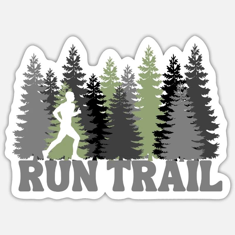 Run Trail - Sticker Größe S (10 x 10 cm) - Mattweiß