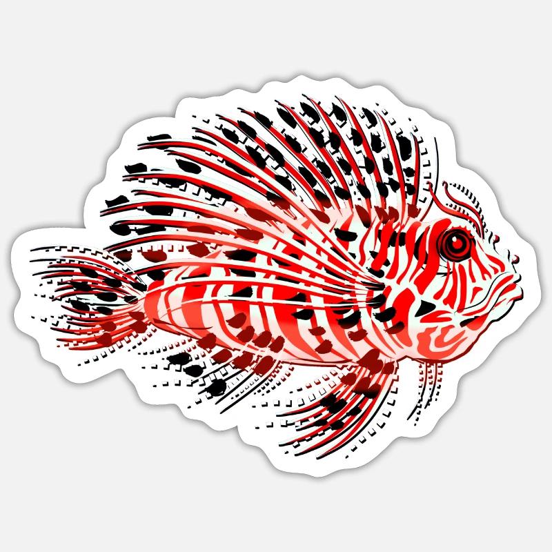 Lionfish Devilfish - Sticker Größe S (10 x 10 cm) - Mattweiß