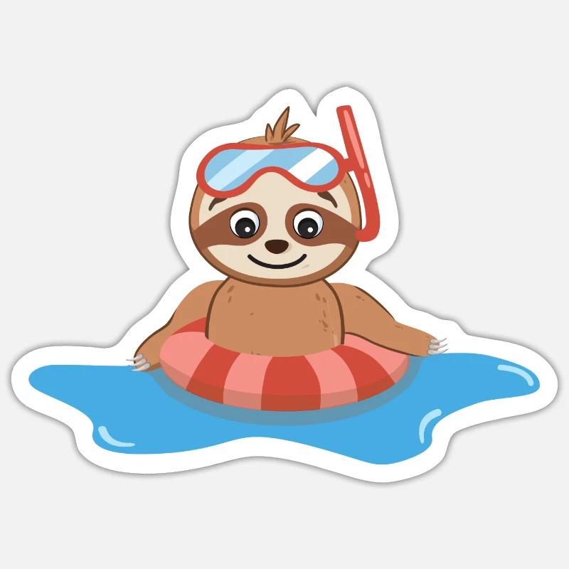 Sloth bathing Sticker size S (10 x 10 cm)