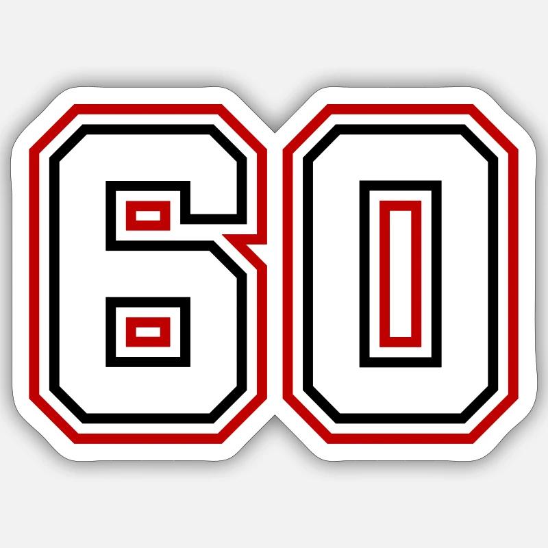 Numéro 60 - Sticker taille S (10 x 10 cm) - blanc mat