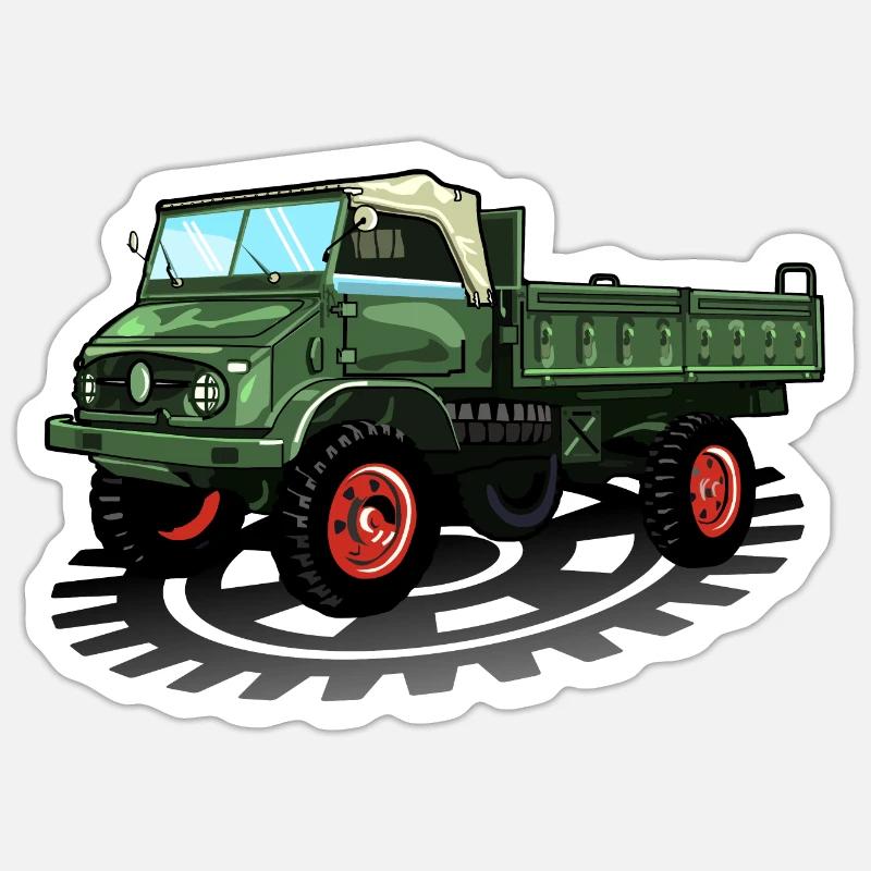 Unimog - Oldtimer - Offroad - Universal Motorgerät - Sticker Größe S (10 x 10 cm) - Mattweiß