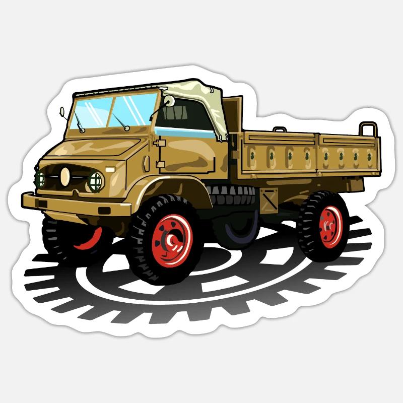Unimog - Oldtimer - Offroad - Universal Motorgerät - Sticker Größe S (10 x 10 cm) - Mattweiß