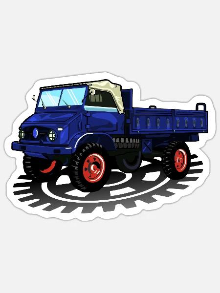 Unimog - Oldtimer - Offroad - Universal Motorgerät - Sticker Größe S (10 x 10 cm) - Mattweiß