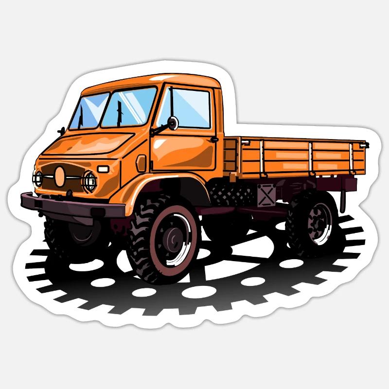 Unimog - Oldtimer - Offroad - Universal Motorgerät - Sticker Größe S (10 x 10 cm) - Mattweiß