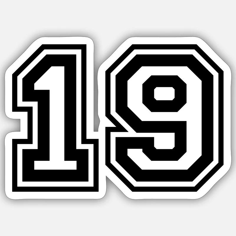 19 Numéro Sticker taille S (10 x 10 cm)