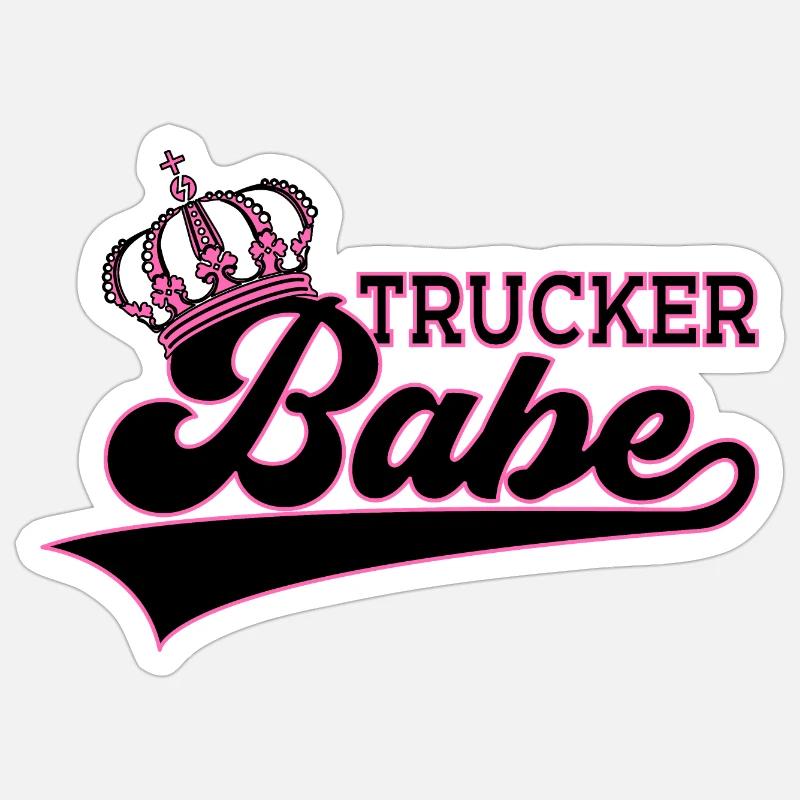 TRUCKER BABE - Sticker Größe S (10 x 10 cm) - Mattweiß