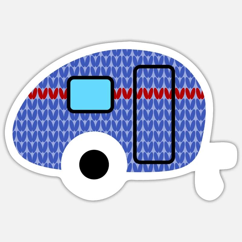 Caravan Knitting Pattern Caravan Camping Winter Sticker size S (10 x 10 cm)