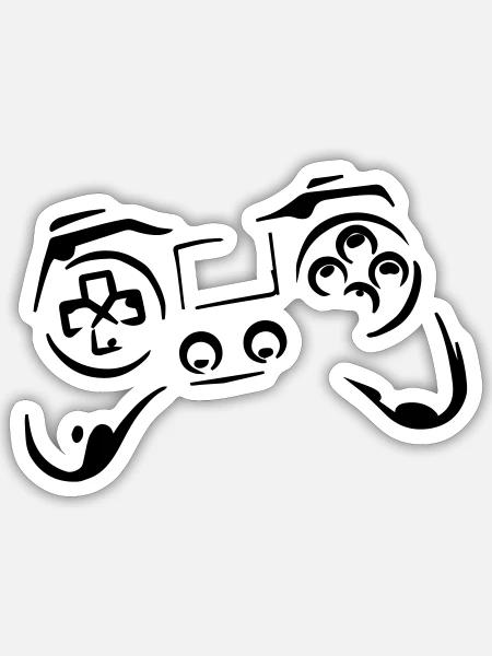 Game Over Zocker Shirt - Sticker Größe S (10 x 10 cm) - Mattweiß