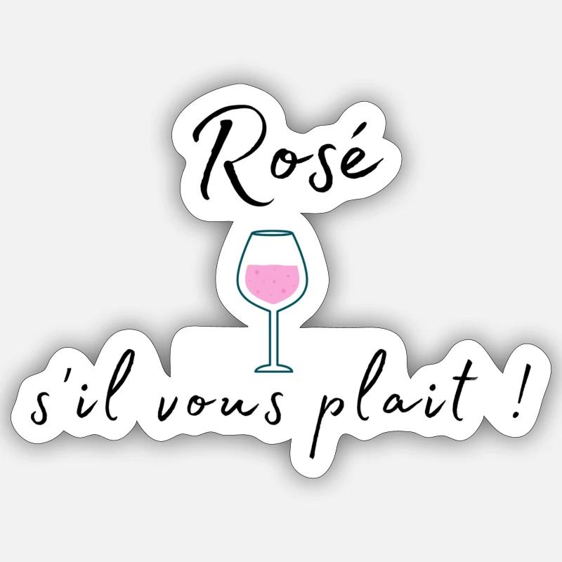 Rosé s'il vous plait ! - Sticker taille S (10 x 10 cm) - blanc mat