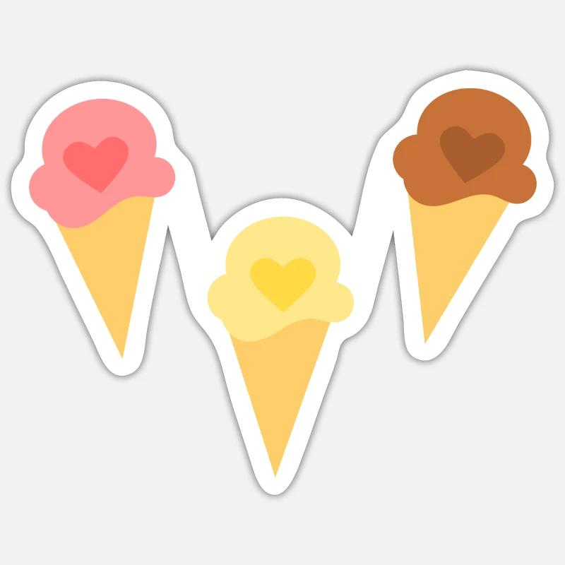 Eis Herz Eiscreme Erdbeereis Vanilleeis Schokoeis Sticker Größe S (10 x 10 cm)