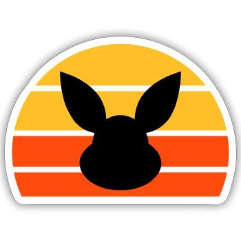 Rabbit's head in front of half sun - Sticker size S (10 x 10 cm) - white matte - Front
