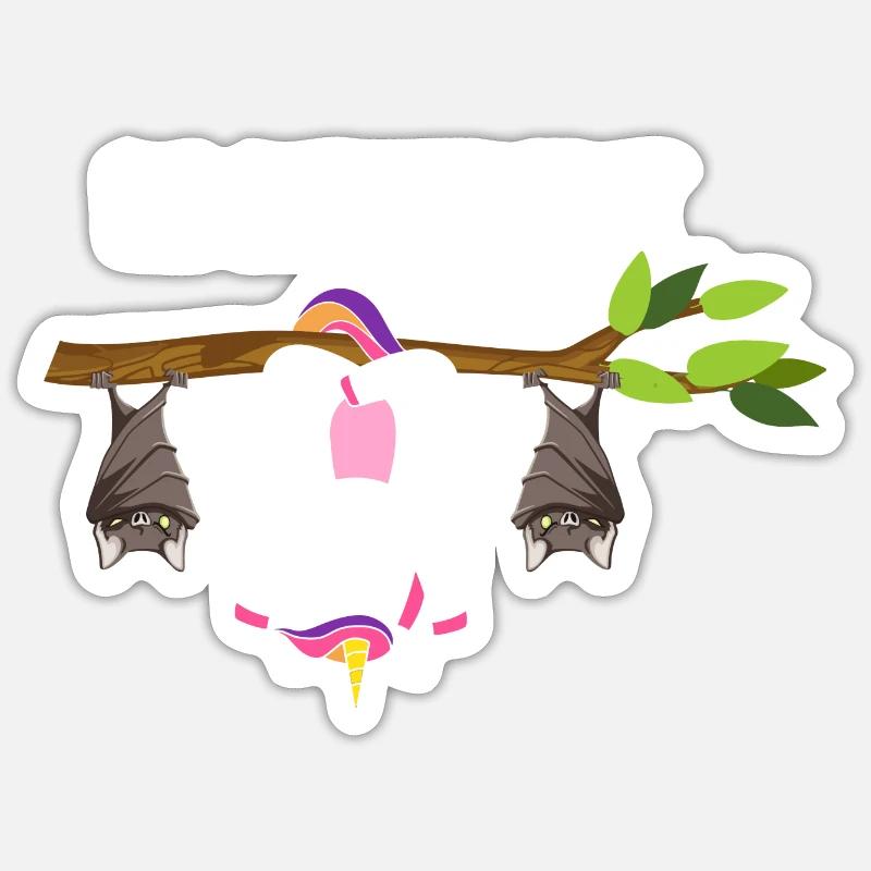 Be Different Einhorn mit Fledermäusen - Sticker Größe S (10 x 10 cm) - Mattweiß