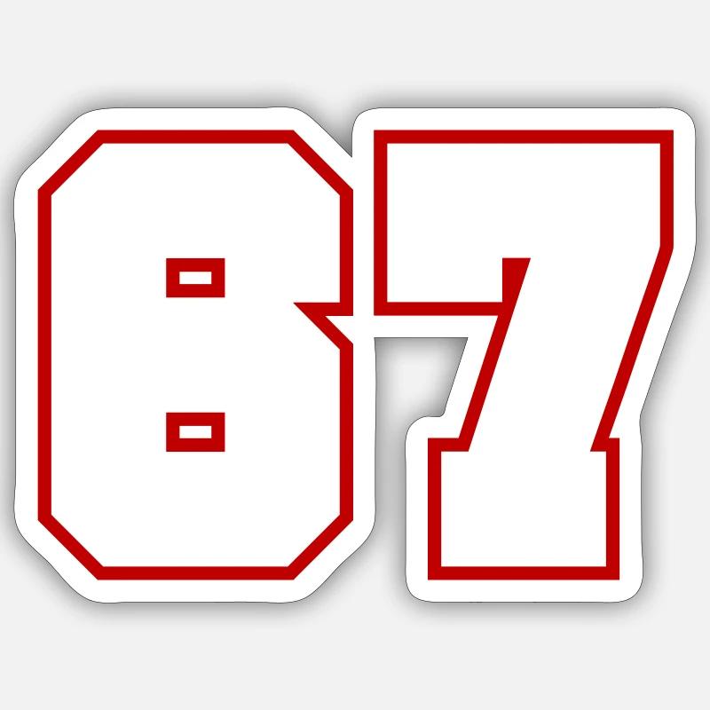 67 Numéro de numéro - Sticker taille S (10 x 10 cm) - blanc mat