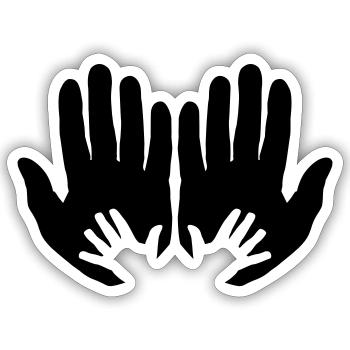 Open parents hands with children's hands - Sticker size S (10 x 10 cm) - white matte - Front