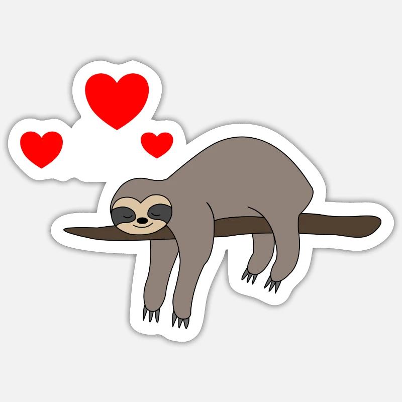 Faultier Valentinstag 2 - Sticker Größe S (10 x 10 cm) - Mattweiß