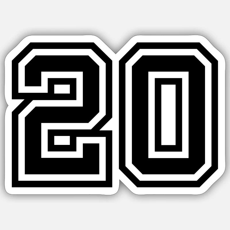 20 number symbol - Sticker size S (10 x 10 cm) - white matte