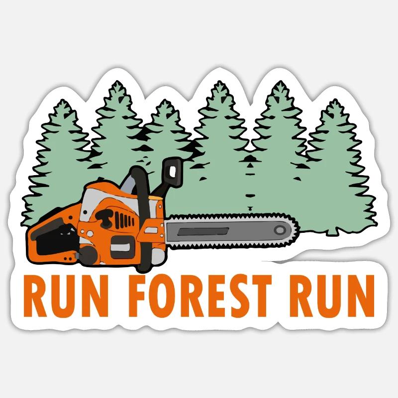 Tronçonneuse Run Forest Run Funny Lumberjack stihl s - Sticker taille S (10 x 10 cm) - blanc mat