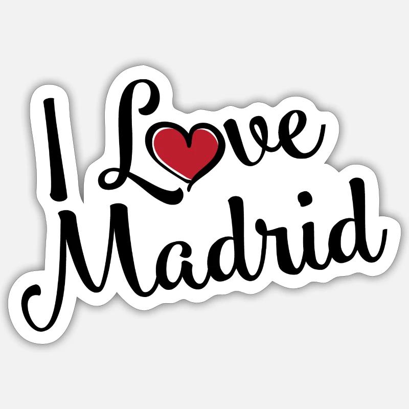 J’aime Madrid - Sticker taille S (10 x 10 cm) - blanc mat