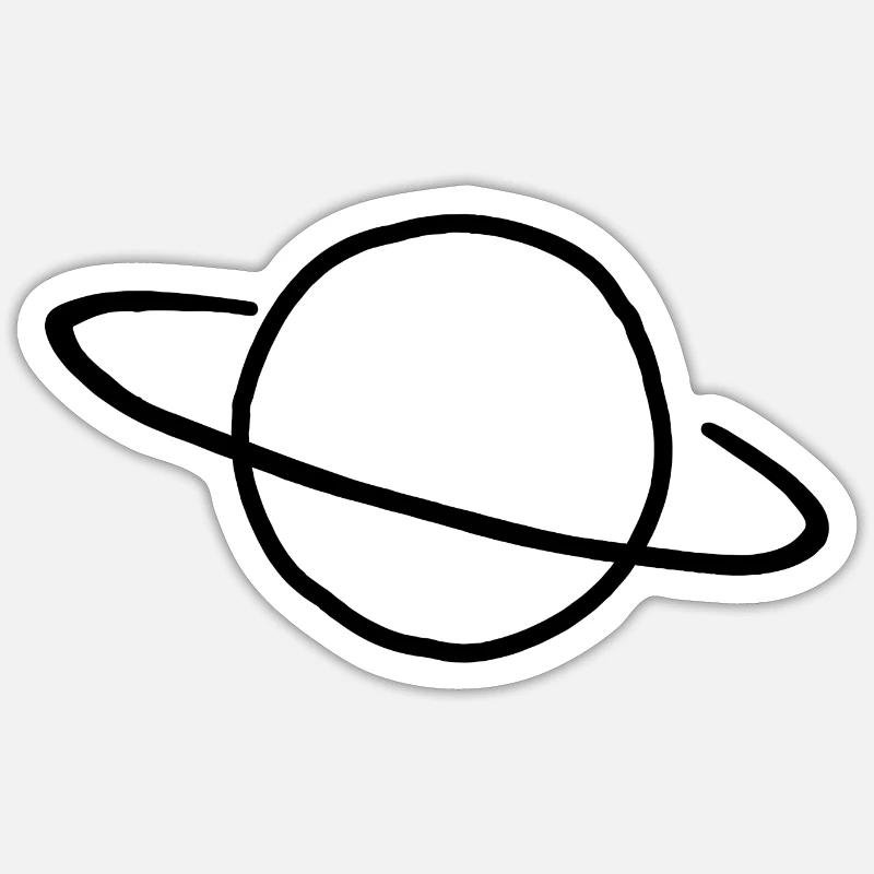 Saturne Planète Espace - Sticker taille S (10 x 10 cm) - blanc mat