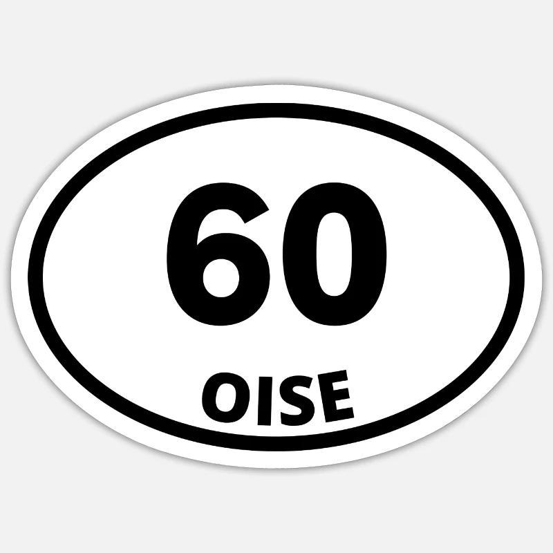 60 oise - Sticker taille S (10 x 10 cm) - blanc mat
