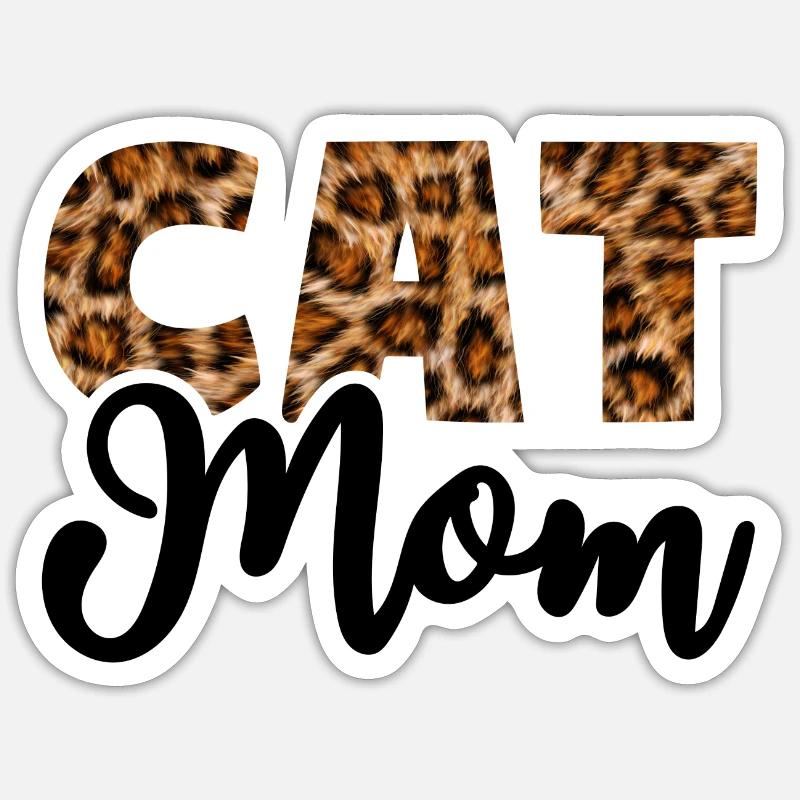 Maman chat - Sticker taille S (10 x 10 cm) - blanc mat