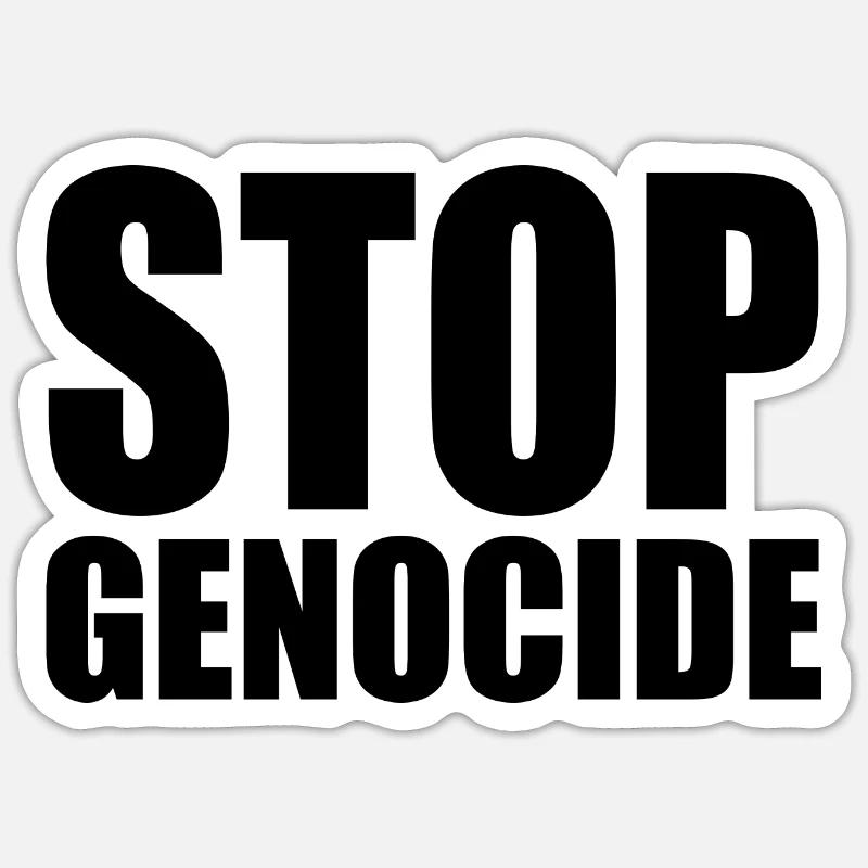 Stop genocide - Sticker taille S (10 x 10 cm) - blanc mat