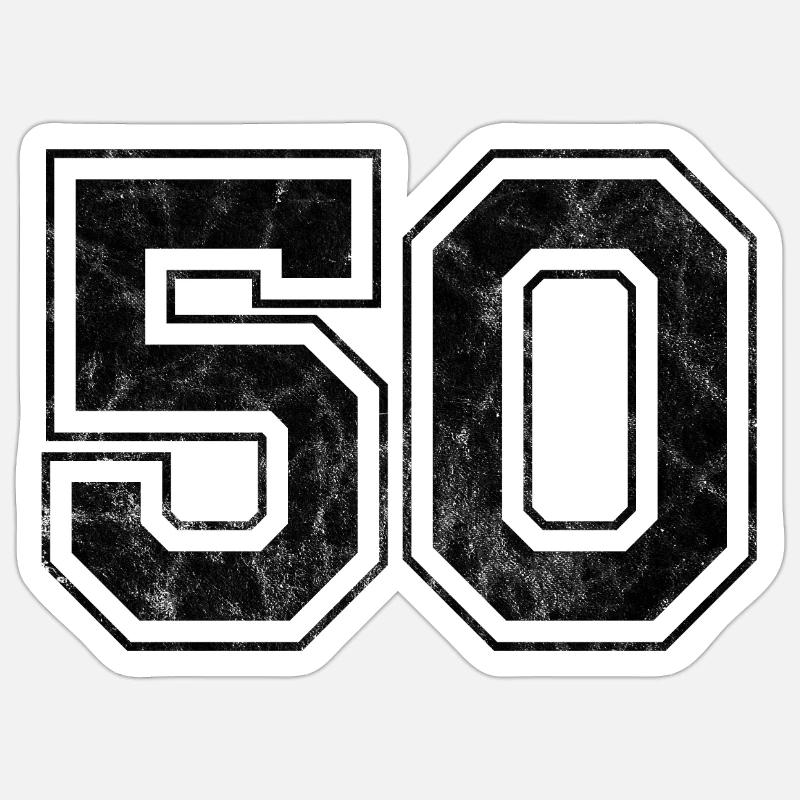 Numéro 50 - Sticker taille S (10 x 10 cm) - blanc mat