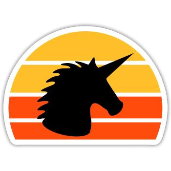 Unicorn in front of a half-sun - Sticker size S (10 x 10 cm) - white matte - Front
