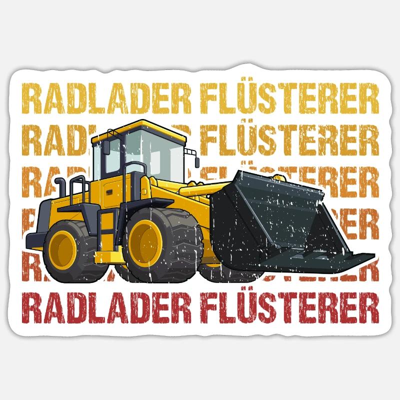 Radlader Flüsterer Retro Radladerfahrer - Sticker Größe S (10 x 10 cm) - Mattweiß