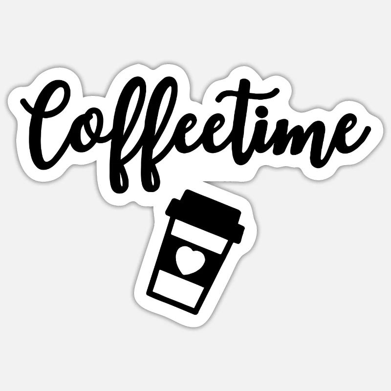 Coffeetime Kaffeetrinker - Sticker Größe S (10 x 10 cm) - Mattweiß