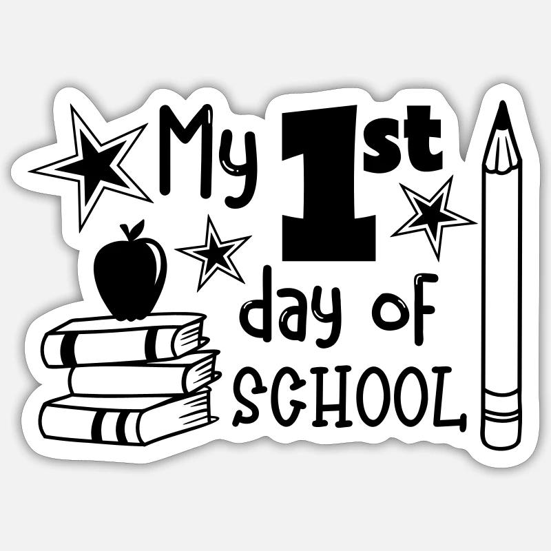MEIN ERSTER SCHULTAG SCHULE EINSCHULUNG ABC SPRUCH - Sticker Größe S (10 x 10 cm) - Mattweiß