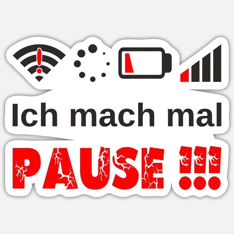 Ich mach mal Pause ! Gamer Nerd Problem Wlan Akku - Sticker Größe S (10 x 10 cm) - Mattweiß