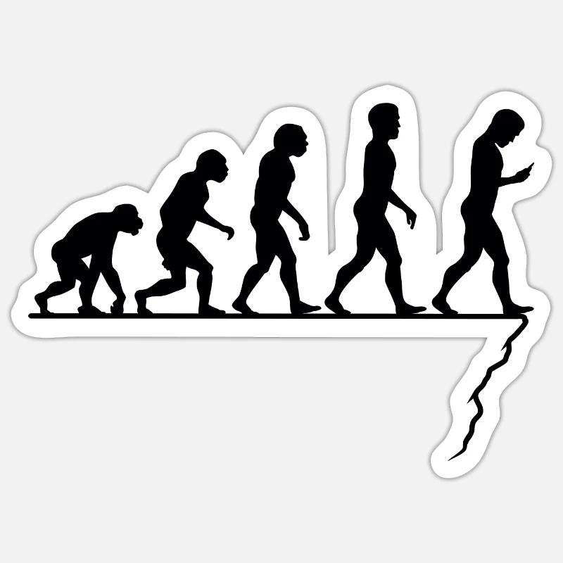 Evolution de l'humanité - Sticker taille S (10 x 10 cm) - blanc mat