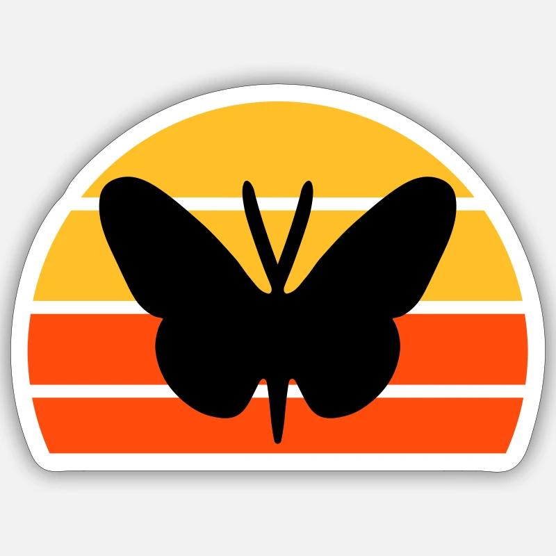 Papillon devant un demi-soleil Sticker taille S (10 x 10 cm)