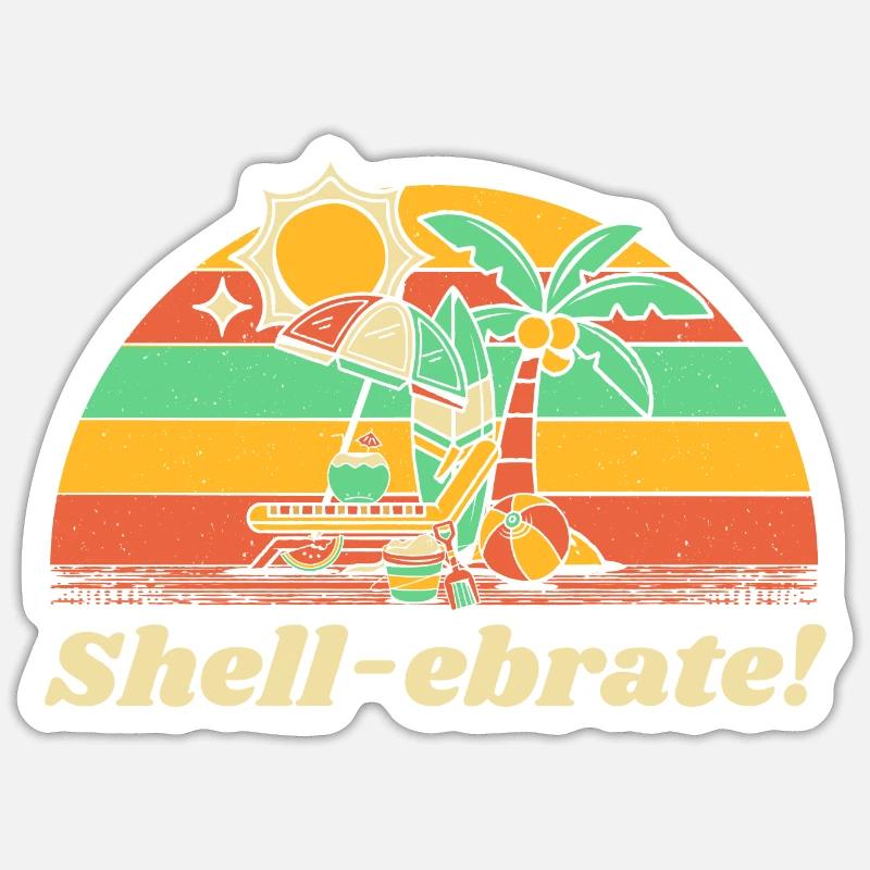 Shell-ebrate! Beach Party Ocean Celebration - Sticker Größe S (10 x 10 cm) - Mattweiß