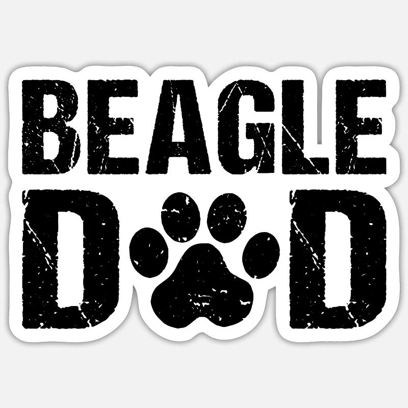 Beagle Dad Beagle Hunde - Sticker Größe S (10 x 10 cm) - Mattweiß