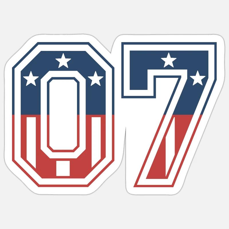 Numéro 07 États-Unis - Sticker taille S (10 x 10 cm) - blanc mat