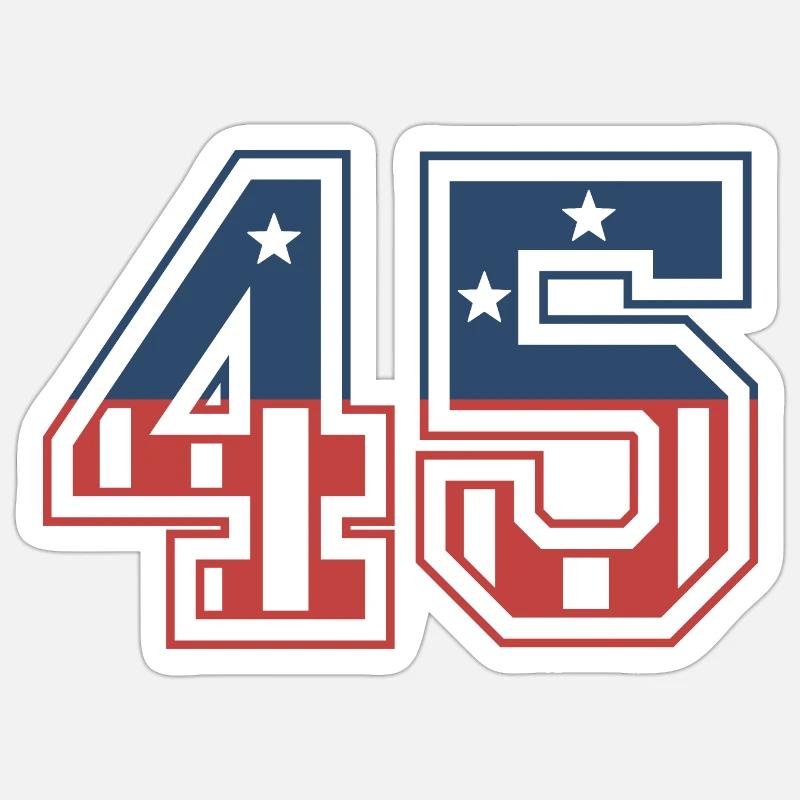 Numéro 45 États-Unis - Sticker taille S (10 x 10 cm) - blanc mat