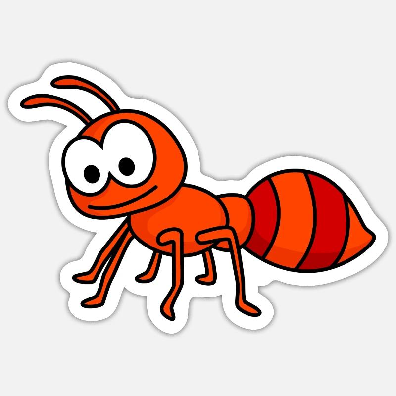 Fourmi Comic Animal - Sticker taille S (10 x 10 cm) - blanc mat