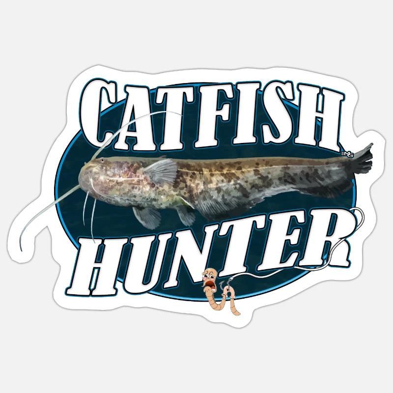 Chasseur de poisson-chat - Sticker taille S (10 x 10 cm) - blanc mat
